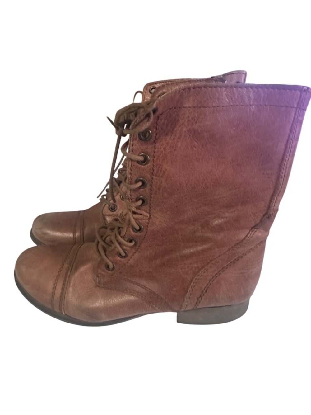 Steve Madden brown Troopa combat boots zip distressed leather boots size 8